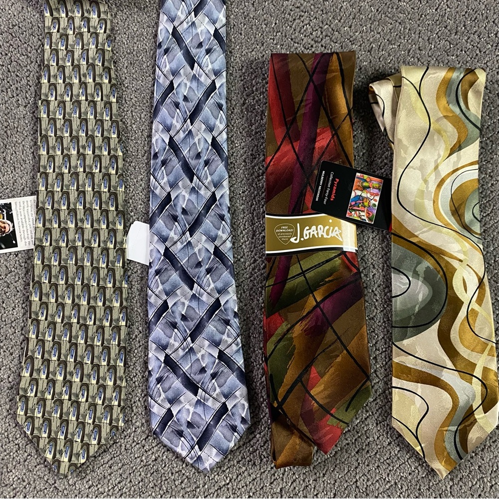 NWT Jerry J. Garcia Lot of 4 Neckties plus bonus of 2 Grateful Dead Ties